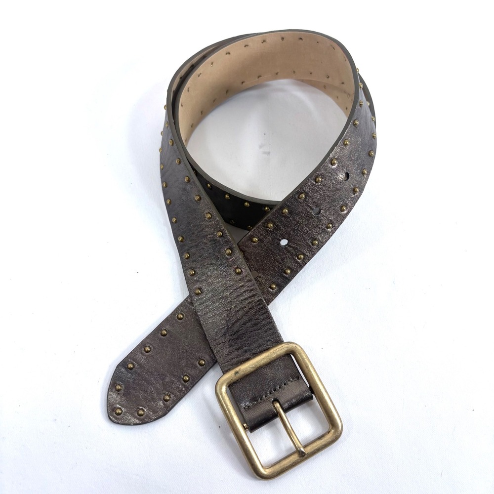 Streets Ahead Belt Brown Metallic Bronze Studded Leather  USA Women Small 32"